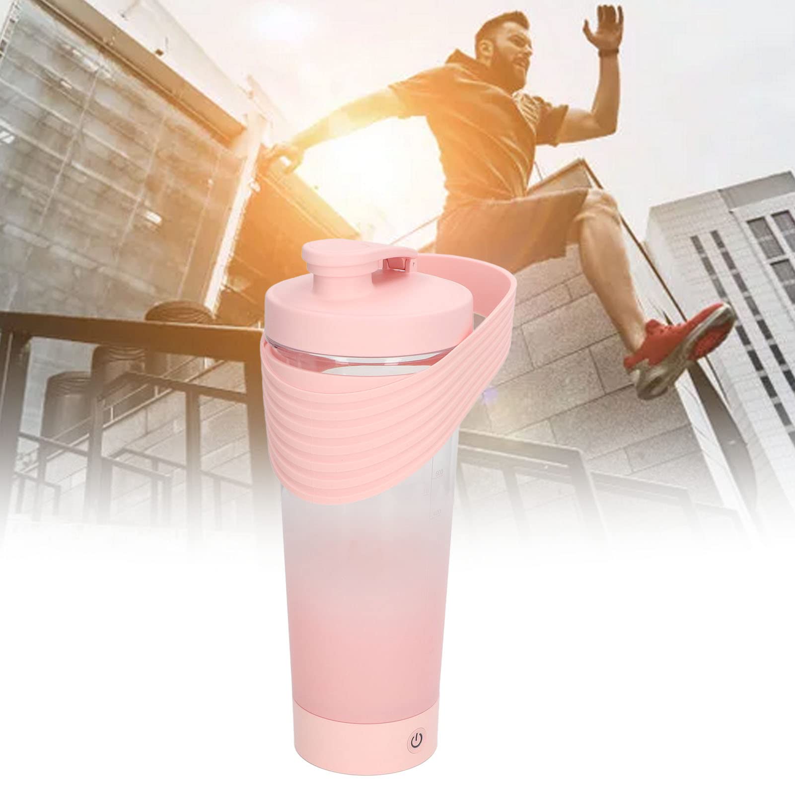 Cocoarm Elektrische Protein-Shaker-Flasche, über USB Wiederaufladbar, Silikon-Shaker-Flasche, 800 Ml, 6500 U/min, Rührbecher mit 700 MAh-Akku, für Protein, Kaffee, Milch, Shakes, Fitnessstudio, (PINK)