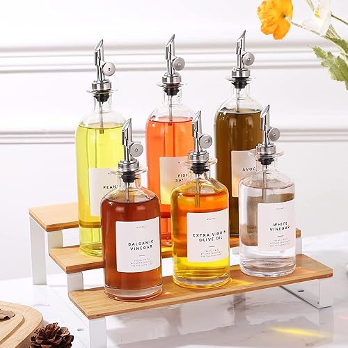 Miniatura 5 de Molimoli Dispensador de aceite y vinagre con boquilla de vertido de metal, vertedor pesado, dispensador de botellas de vidrio para cocina, vinagre