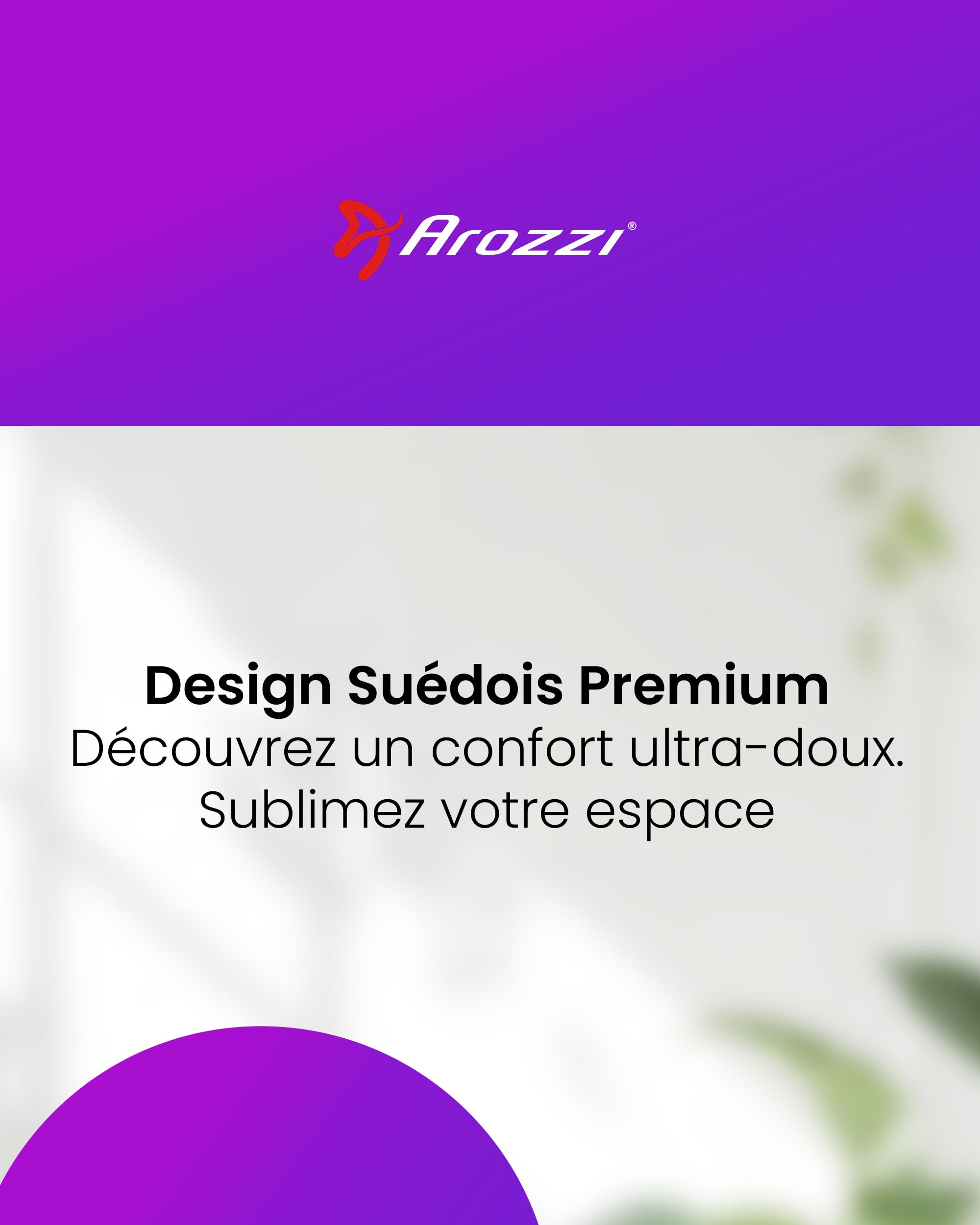 Arozzi Avanti Chaise Gaming Tissu Doux Violet | ergonomique, réglable en hauteur, dossier & accoudoirs, coussin de tête, design suédois, télétravail