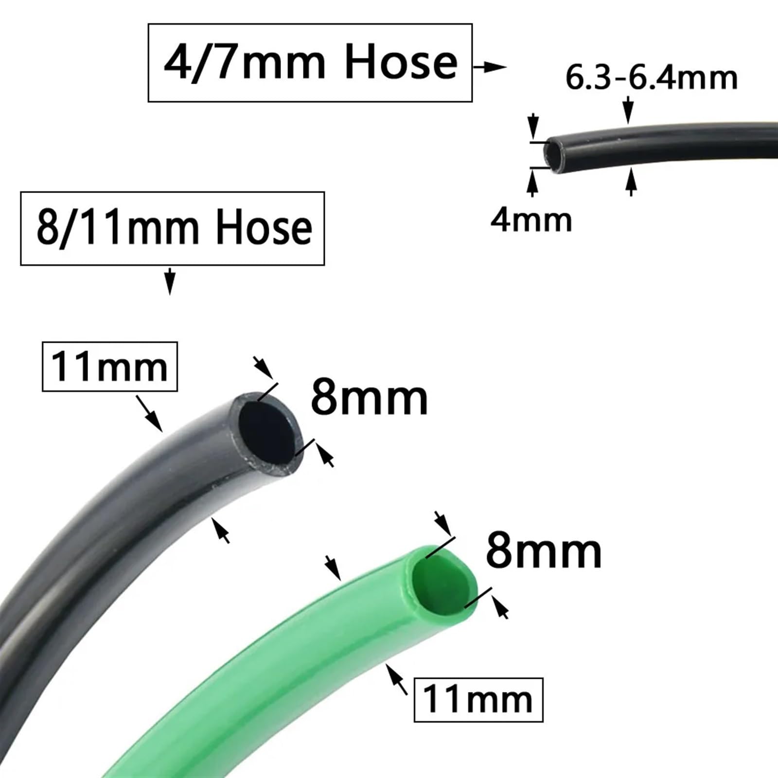 Schlauch 2m-50m 4/7mm 8/11 9/12mm Gartenbewässerung PVC-Rohr Mikrobewässerungsschlauch Sprinkler mit 1/2'' 3/4'' Gewindeanschluss(8I11 x 15m)