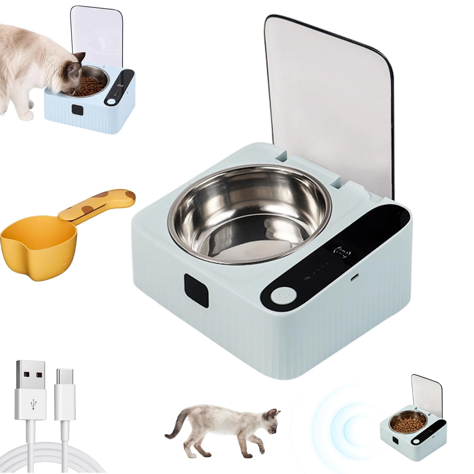 2026 New Automatic Pet Food Bowl with Smart Sensor Lid (1pc)