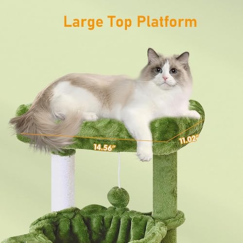 Miniatura 15 de KIYUMI Árbol para gatos con poste rascador de sisal para gatos de interior, árbol de gato, muebles para gatos con hamaca perca y juguetes de bola