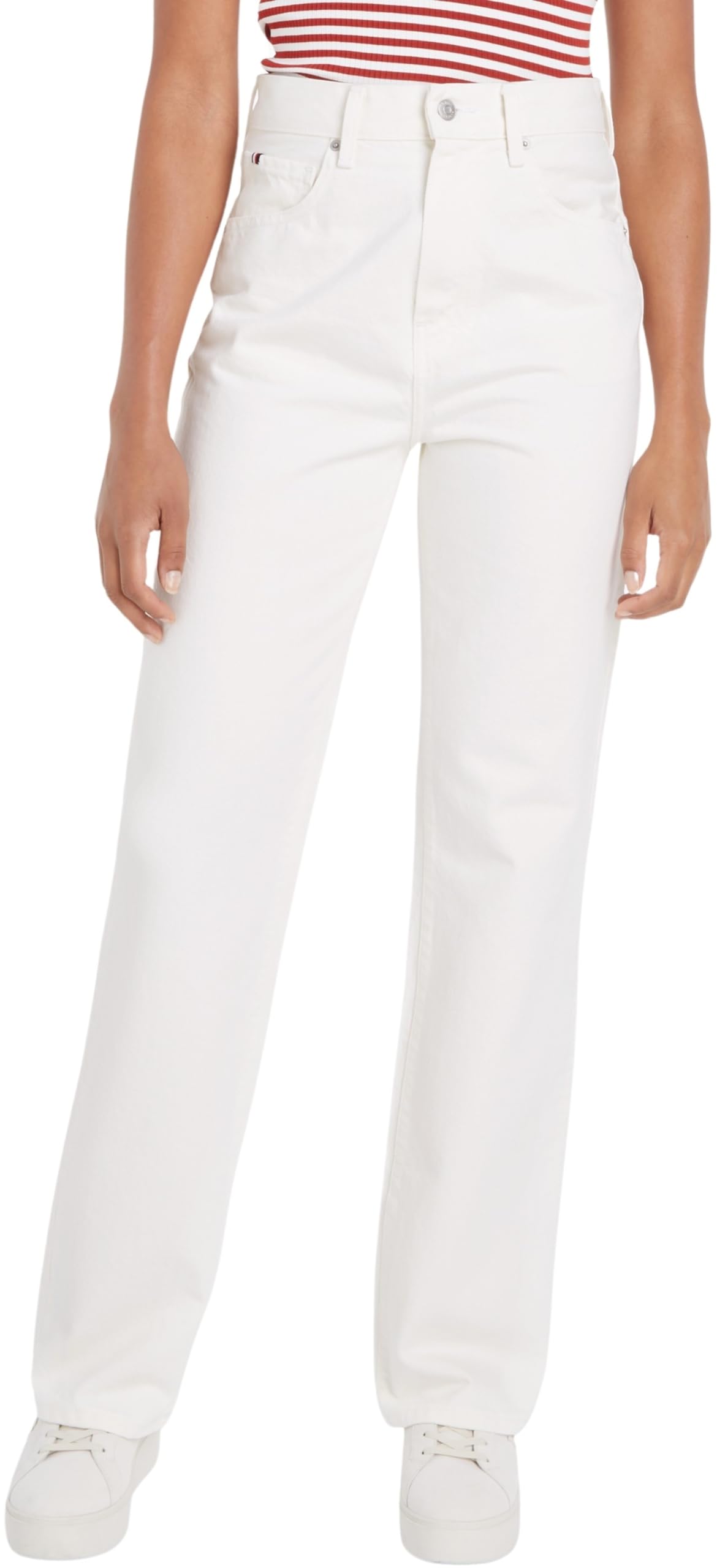 Tommy Hilfiger Women's Relaxed Bootcut Jeans, White (Ecru), 34W/28L