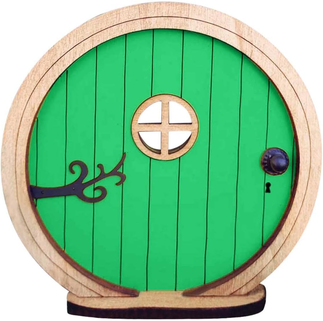 Ymhapp Green Fairy Garden Door For Tree, Fairys Doors For Trees Outdoor And Tree Trunk, Mini Fairy Garden Sculpture Lawn Ornament, Fairys Tales Door Decoration, Yard Gardens Miniature Decor