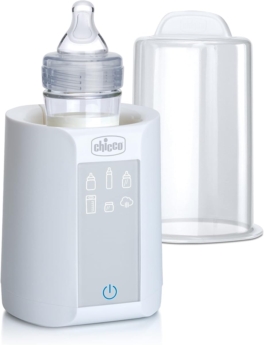 Calentador y esterilizador digital Chicco para biberones, frascos de alimentos para bebés y bolsas de leche | Elimina el 99,9% de los gérmenes | 4 opciones de calentamiento | Pantalla táctil digital | Apagado automático y alerta de sonido