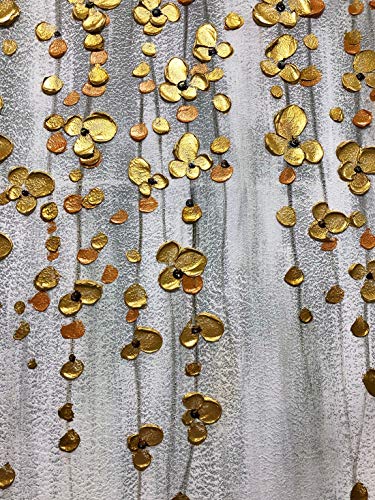 Yotree Paintings, 24X48 Inch Painting Oil Hand Painting Silver-Gold Flowers Paintings 3D Hand-Painted On Canvas Abstract Artwork Art Wood Inside Framed Hanging Wall Decoration Abstract Painting #TOP1
