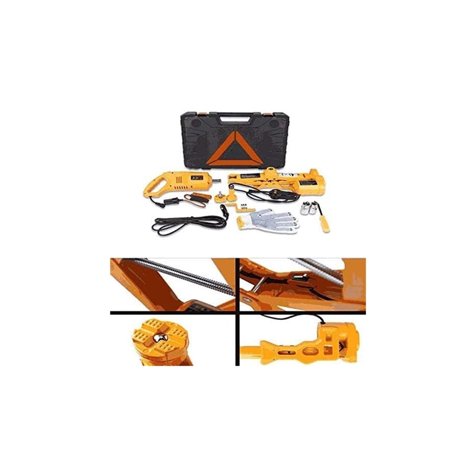 Cric Elettrico per Auto da 2,5 tonnellate, Tutto in Uno, Automatico, 12 V, Strumento di Riparazione per Auto, per berline e SUV, Versione Spessa, Orizzontale