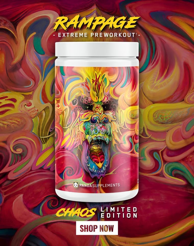 Miniatura 5 de Underground Bio Labs Panda Supps Rampage Chaos, preentrenamiento extremo, alta estimulación, bomba máxima, enfoque y energía (sorbete de fresa y