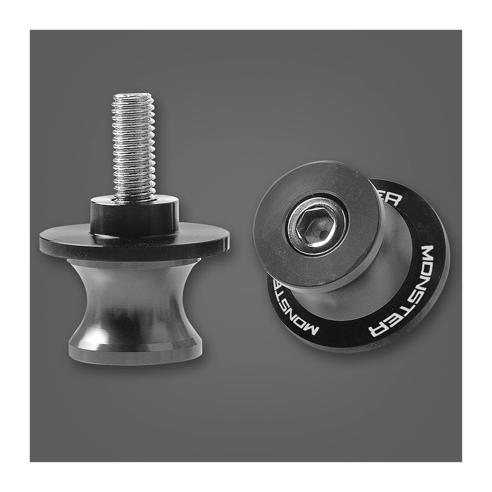 Bobines bras oscillant 6mm curseur protecteur vis support moto gris m6