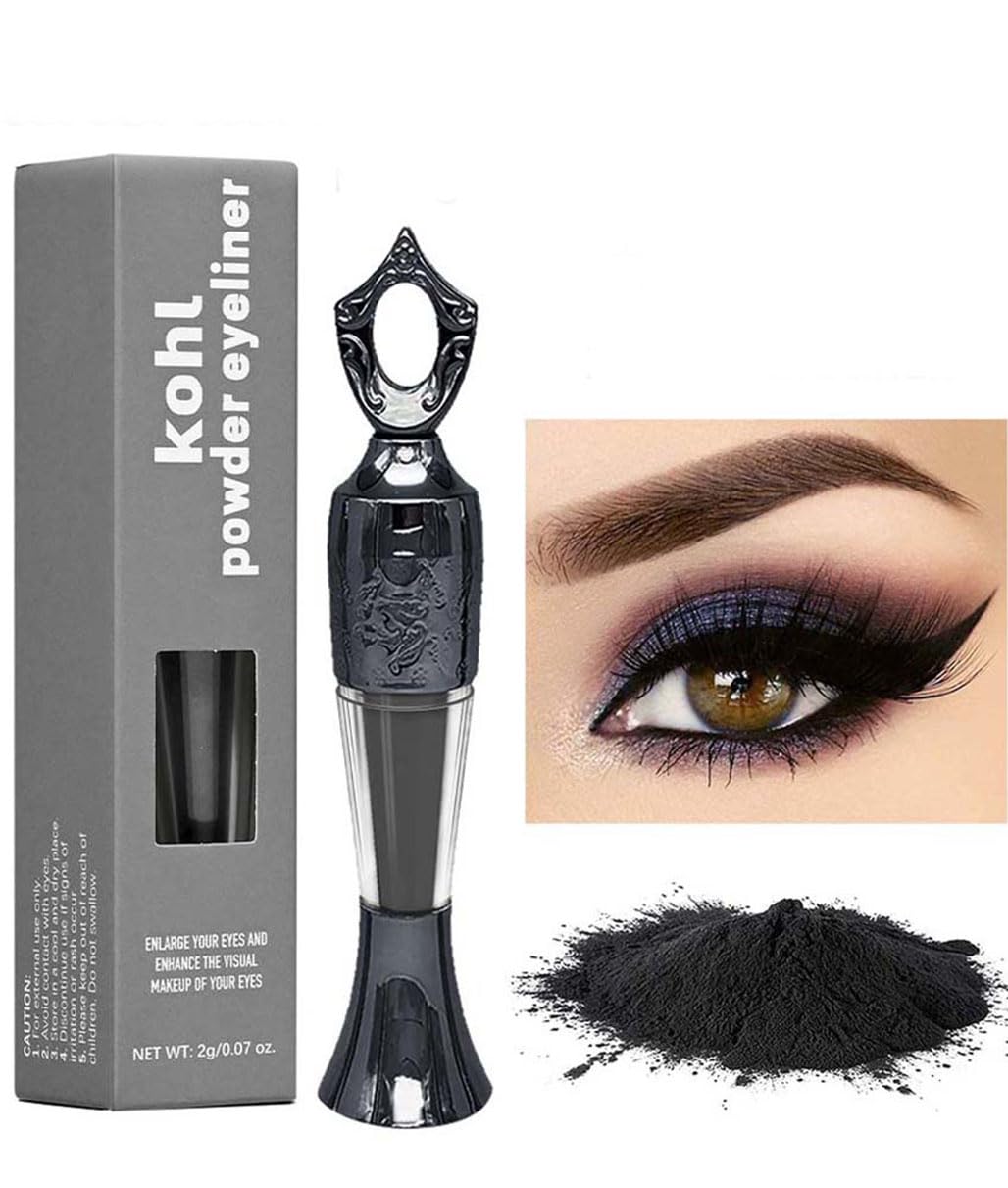 Powder Eyeliner, Handmade 100% Natural eyeliner powder, Intense Color, Long-Wearing, Smudge-Proof(black)