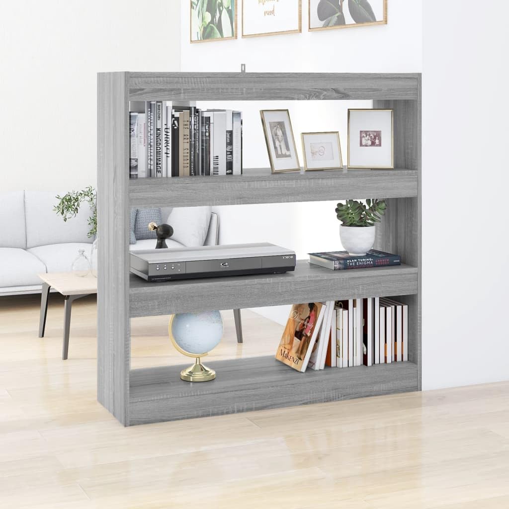 Sonoma - Scaffale per soggiorno, libreria, scaffalatura, divisorio, grigio, 100 x 30 x 103 cm, per libri, soggiorno, studio, ufficio