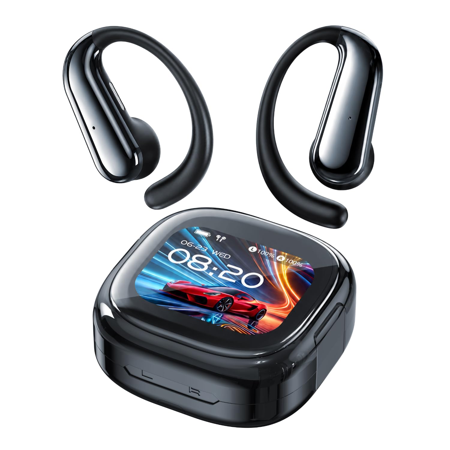 Bluetoothイヤホン ワイヤレスイヤホン 耳掛け式 【2026年業界トップBluetooth 6.1 & タッチスクリーン】 最大50時間再生 ENCノイズキャンセリング 16mm大口径ドライバー Hi-Fi ブルートゥース イヤフォン LED残量表示 5EQモード 自動ペアリング マイク付き 音楽/ゲーム/運転/会議/通勤/スポーツ対応 IPX7防水 iPhone/Android対応