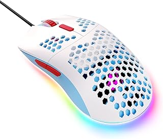 Magic-Refiner Wired Lightweight Gaming Mouse, 69g Ultralight Honeycomb Shell, RGB Chroma Backlit, 6400 DPI Optical Sensor, Ergonomic 6 Programmable Buttons for E-Sports,Laptop,PC,Mac Gamer