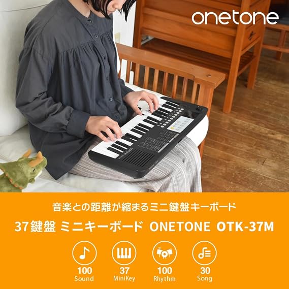 ONETONE OTK-37M/WHPK Electronic Keyboard, Mini 37 Keys, LED Display, USB to MIDI Compatible, Japanese Notation, OTK-37M/WHPK USB Cable Included