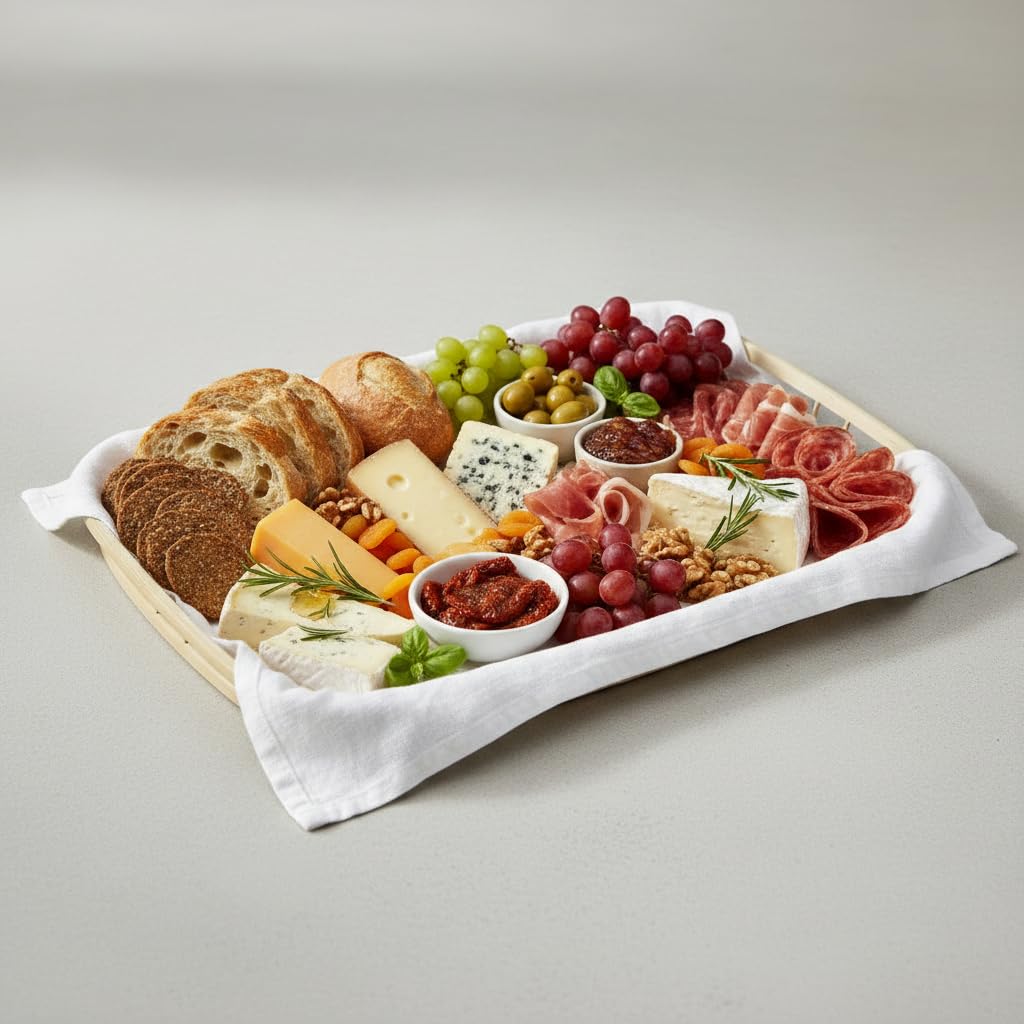 PEMAR Bandejas grandes de bambú para servir con asas, bandeja rectangular tejida a mano, bandeja de bambú para dormitorio, bandeja de cabina. Bandeja decorativa para mesas de café, desayuno, cena,