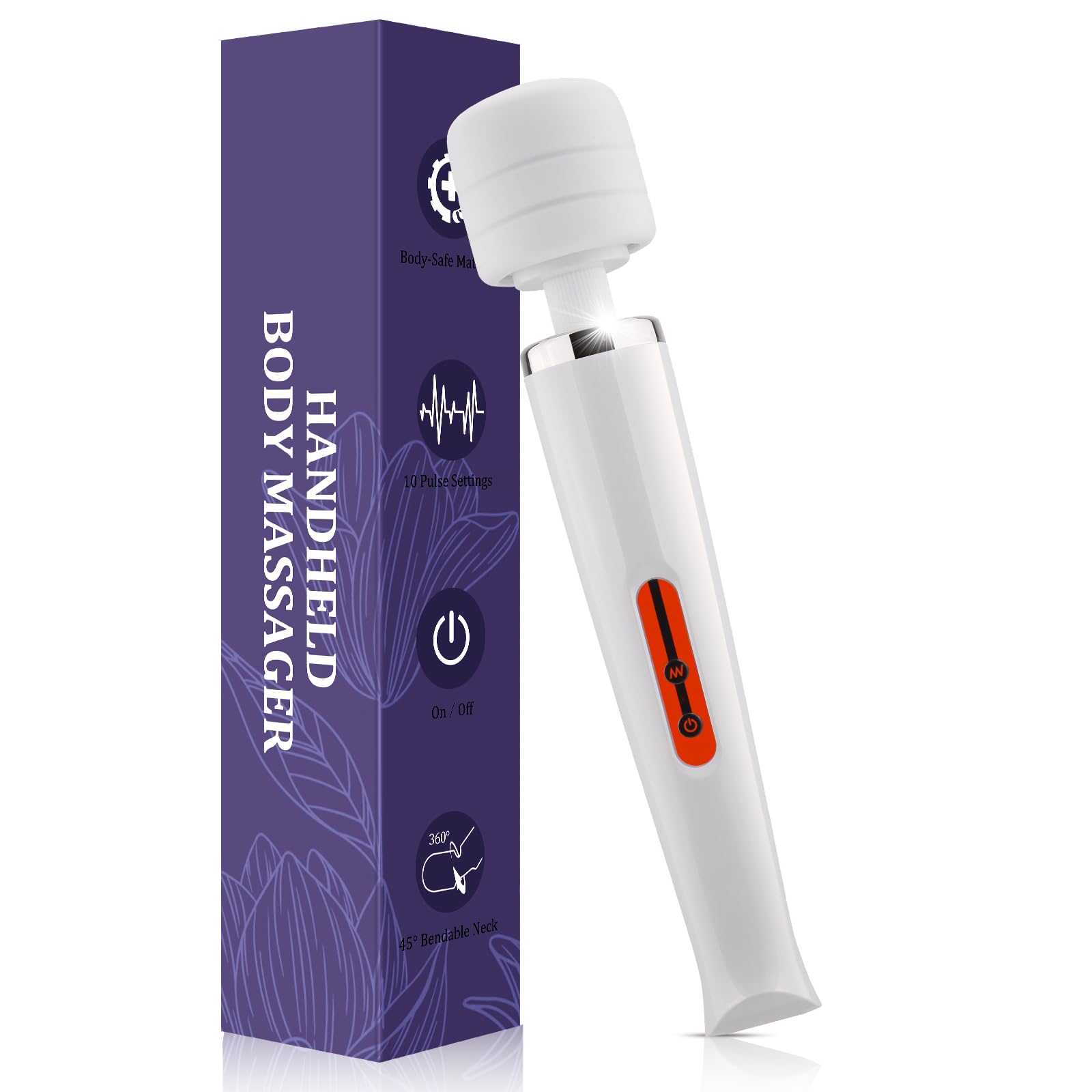 Powerful Percussion Massager for Back Neck Shoulder Tension - Rechargeable Handheld Muscle Relaxation, 10-Speed Portable Massagefor Full-Body Relaxation (White)-image-41