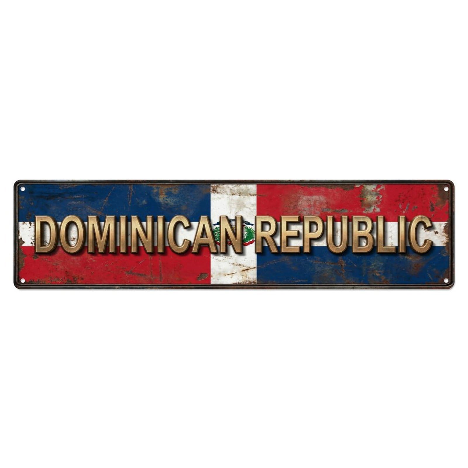 Xanthor Style Metal Tin Sign Vintage Dominican Republic Flag Pattern