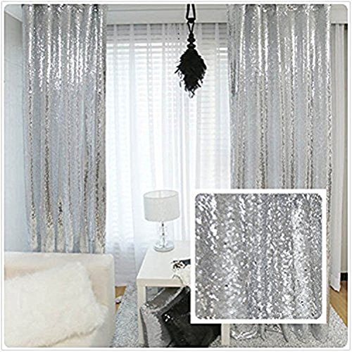 Flash Deals - 50% OFF TRLYC Glitter Sequin Backdrop Curtains for Wedding Party Decor (2 Panels, W2 x H8FT,Sliver)