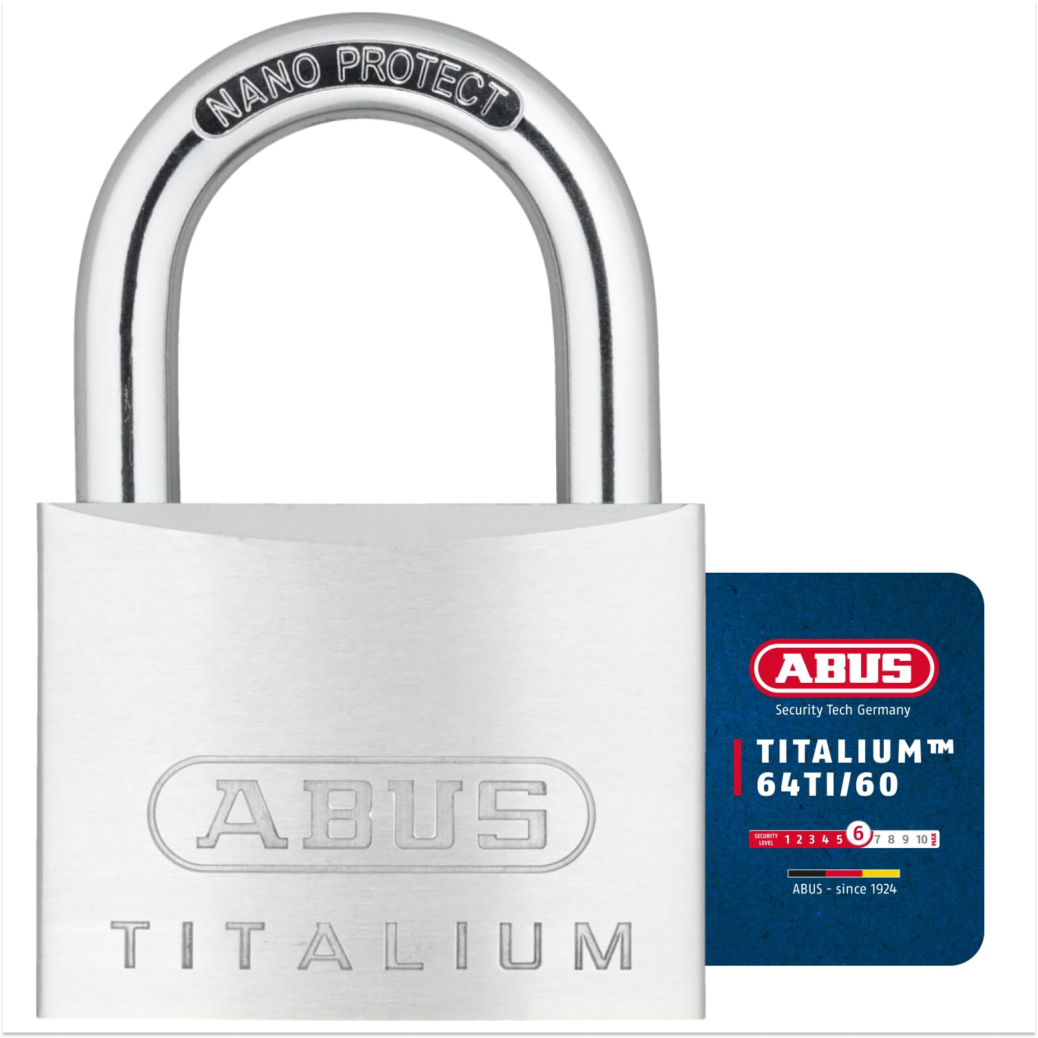 ABUS Lucchetto Titalium 64TI/60 - Lucchetto Da Cantina Con Corpo In Alluminio Speciale - Arco In Acciaio Temprato - Livello Di Sicurezza ABUS 6