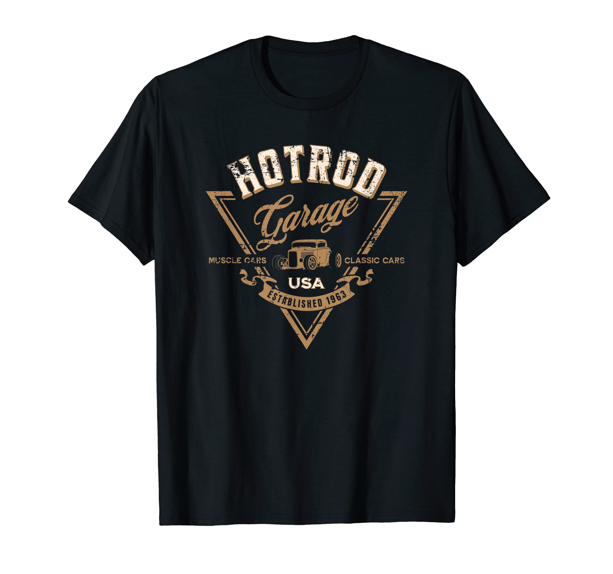 Jeff HobrathHotrod Garage USA Classic Car Hotrod Distressed Design T-ShirtOEKO-TEX STANDARD 100