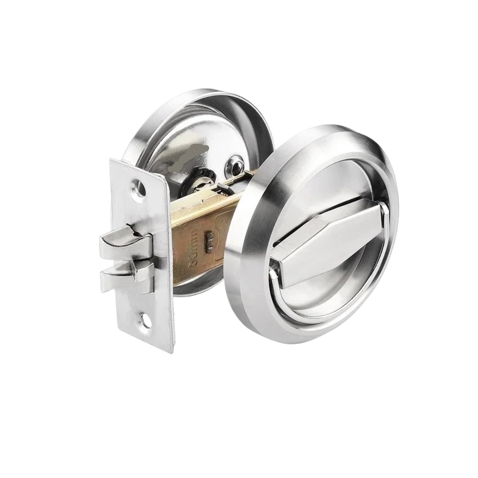 Yxinaer Silvery-Double-Sided Round Recessed Door Lock Concealed Invisible Door Lock