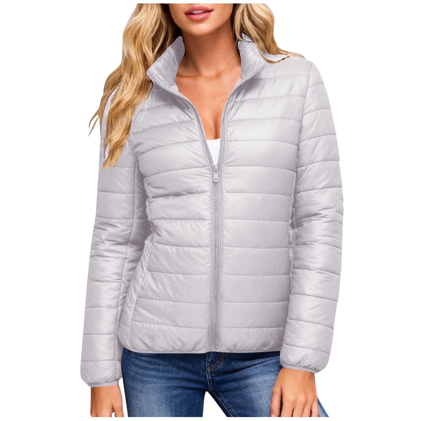 RLEHJN Doudoune Femme Legere Mi Saison Veste Legere Running Femmes Veste Matelassée Légère Vestes En Duvet Courte Plume Cintree Vestes De Transition Rembourrée Blouson Femme Manches Longues Outwear