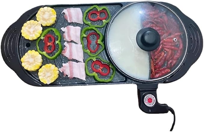 Olla Eléctrica 2 en 1 con Parrilla, Multifuncional para Asar y Cocinar miniatura 2