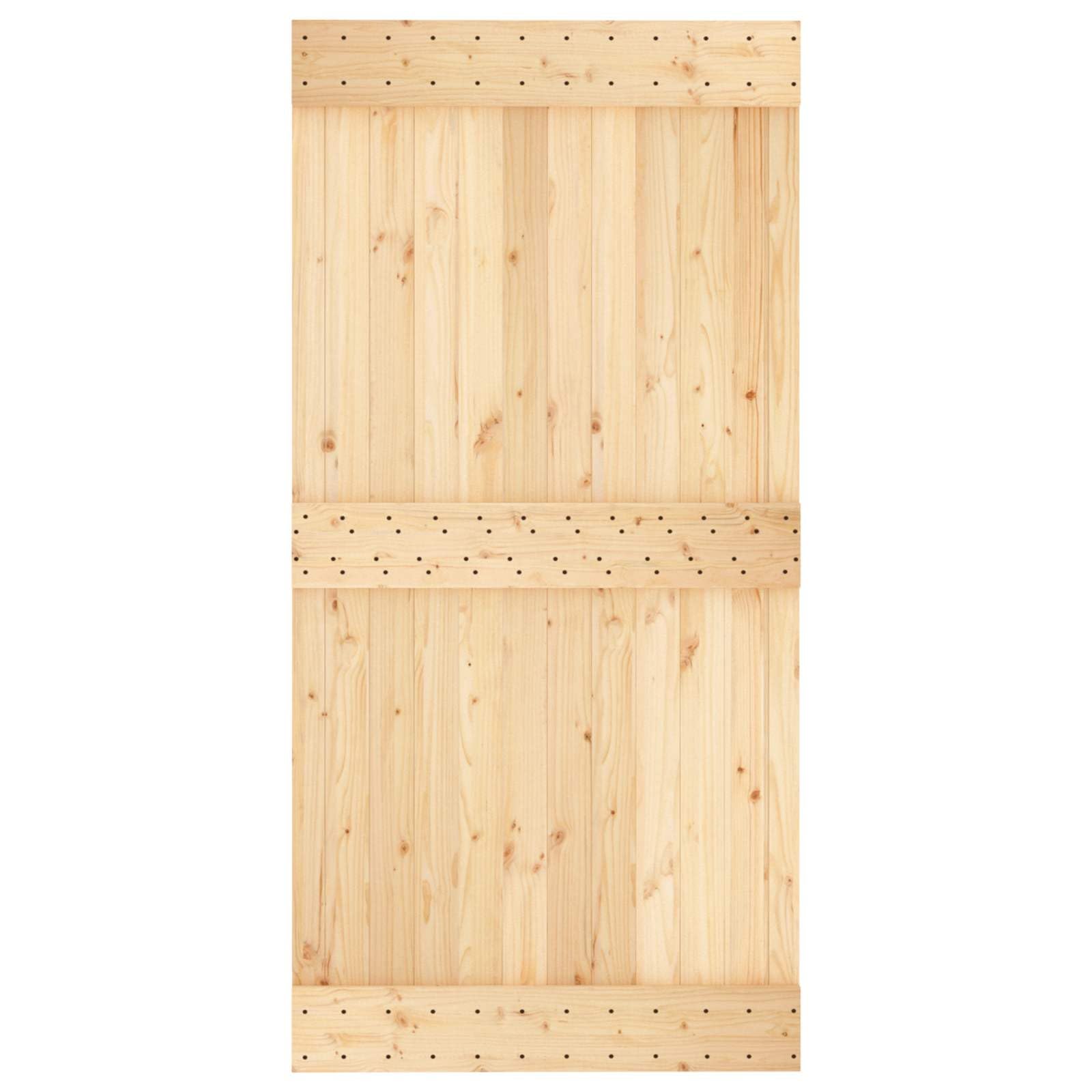 Porte Coulissante en Pin Massif, 100 x 210 cm, Finition Naturelle