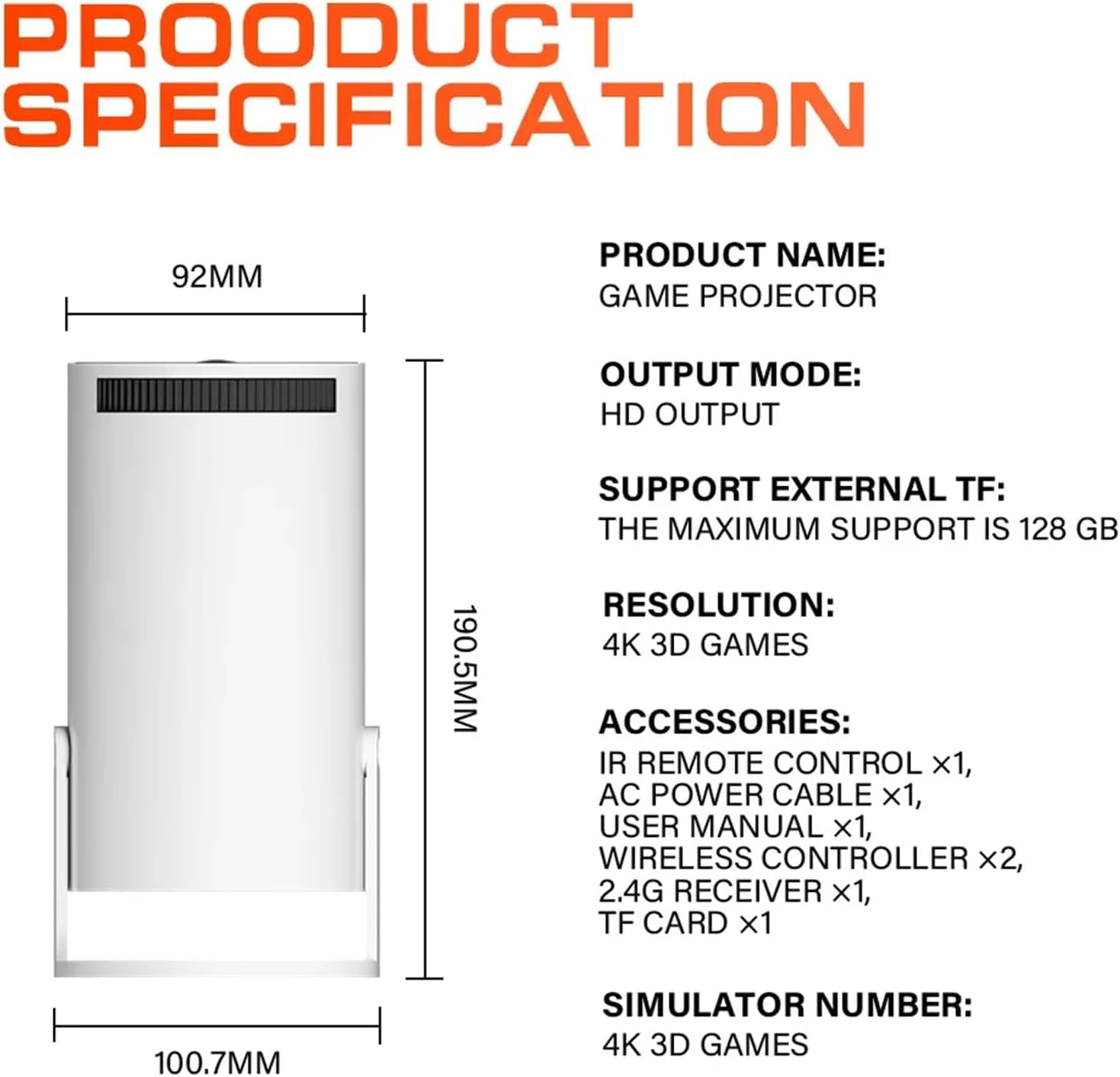 M300 Max Proiettore di Gioco, Proiettore E Gioco Con 2 Controller Wireless Proiettore di Gioco con Controller, Proiettore Videoproiettore M300 Max Videogiochi, Proiettore P30 Max e Gioco