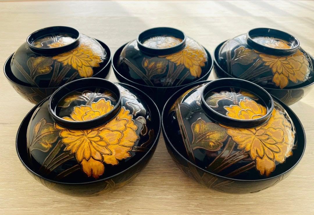 【希少】深川製磁　火風（赤✕金）　松型雑煮碗　有田焼　2客セット　未使用長期保管 深川製磁 火風（赤✕金） 松型雑煮碗 有田焼 2客セット 長期保管 深川