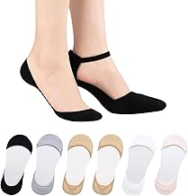 AYPOW 6 Paar Damen Füßlinge Unsichtbare Socken für High Heels, Baumwolle Ultra Low Cut Liner Unsichtbare Socken, Weiche Söckchen Ballerina Socken Sneaker Socken mit Rutschfest Silikon für Loafer