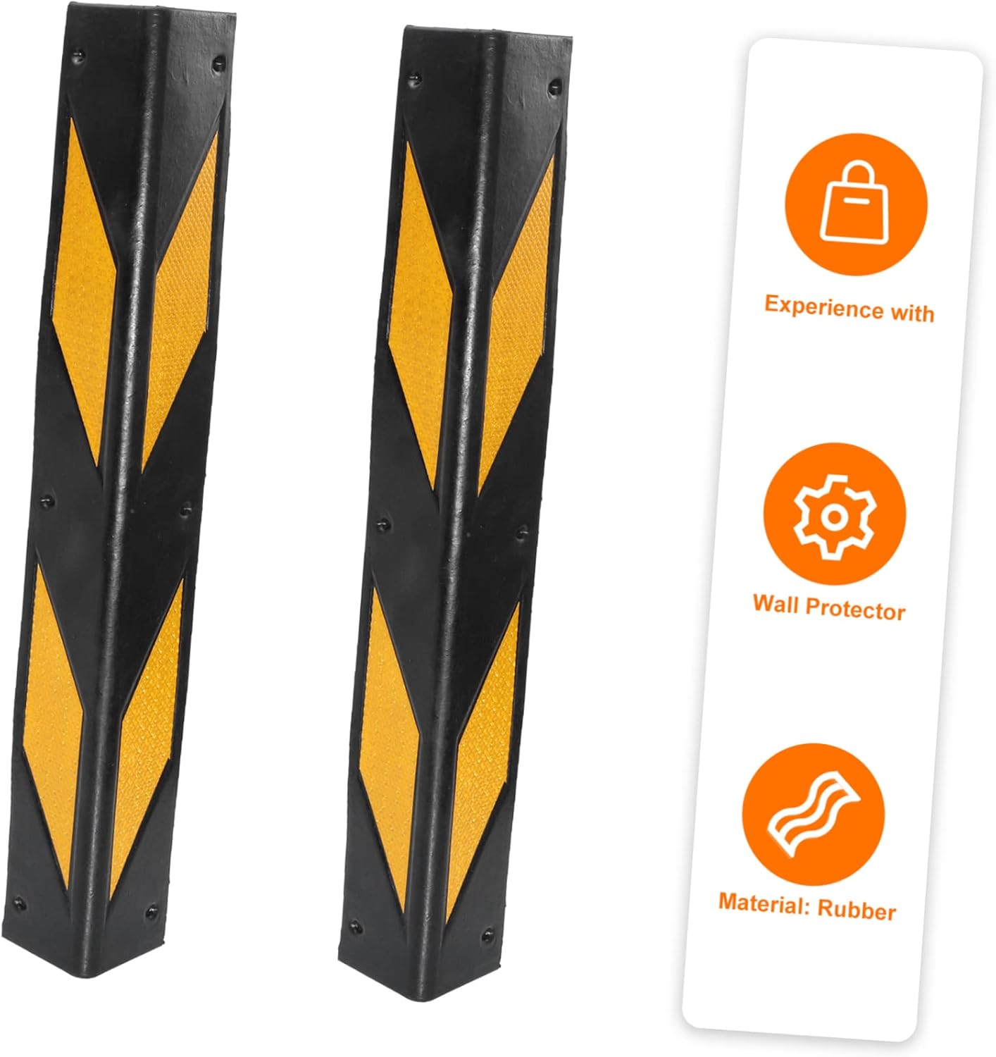 2pcs Reflective Wall Corner Guards Rubber Corner Strips for Garage Protection