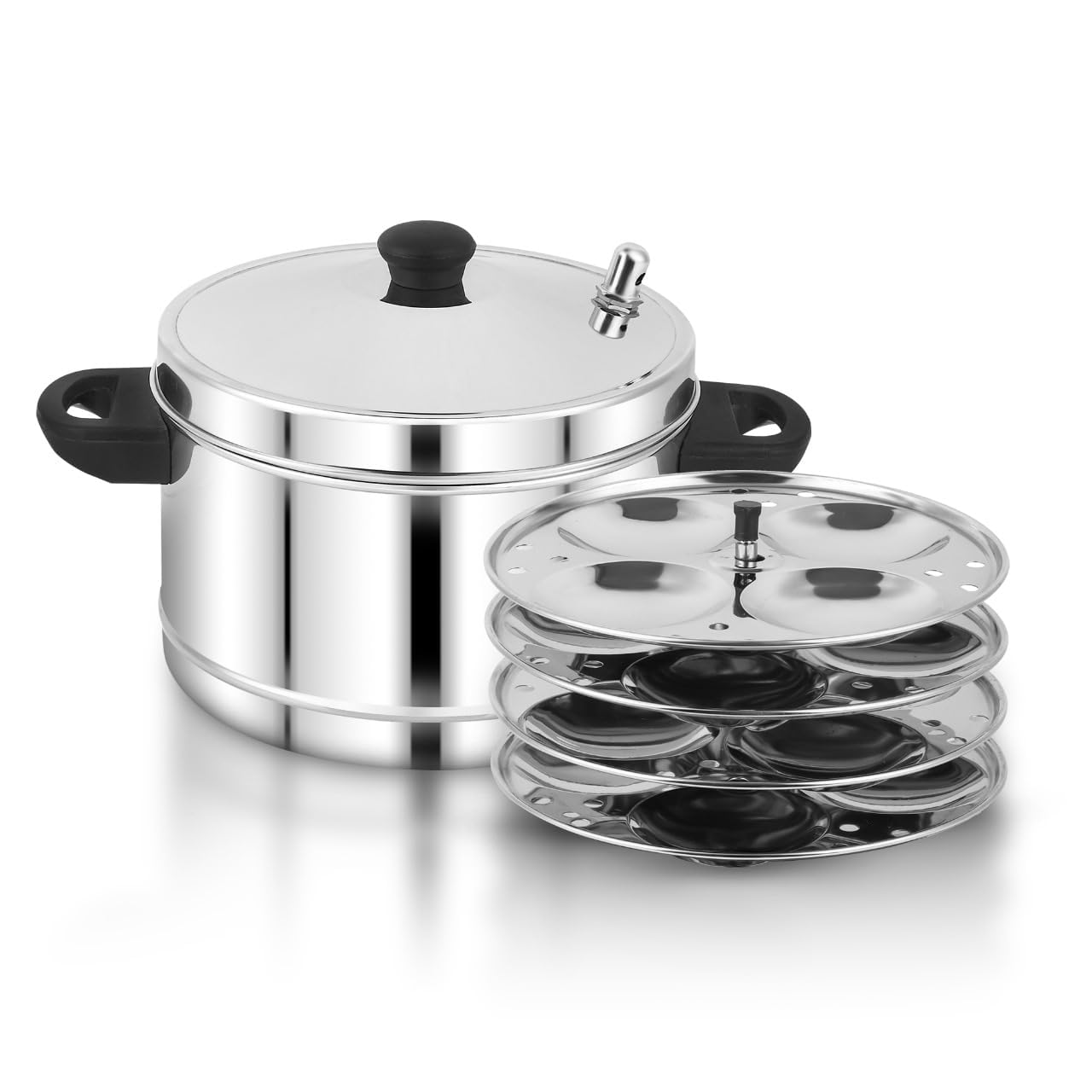 roestvrij stalen 4-Rack Idli standaard, maakt 16 Idlis