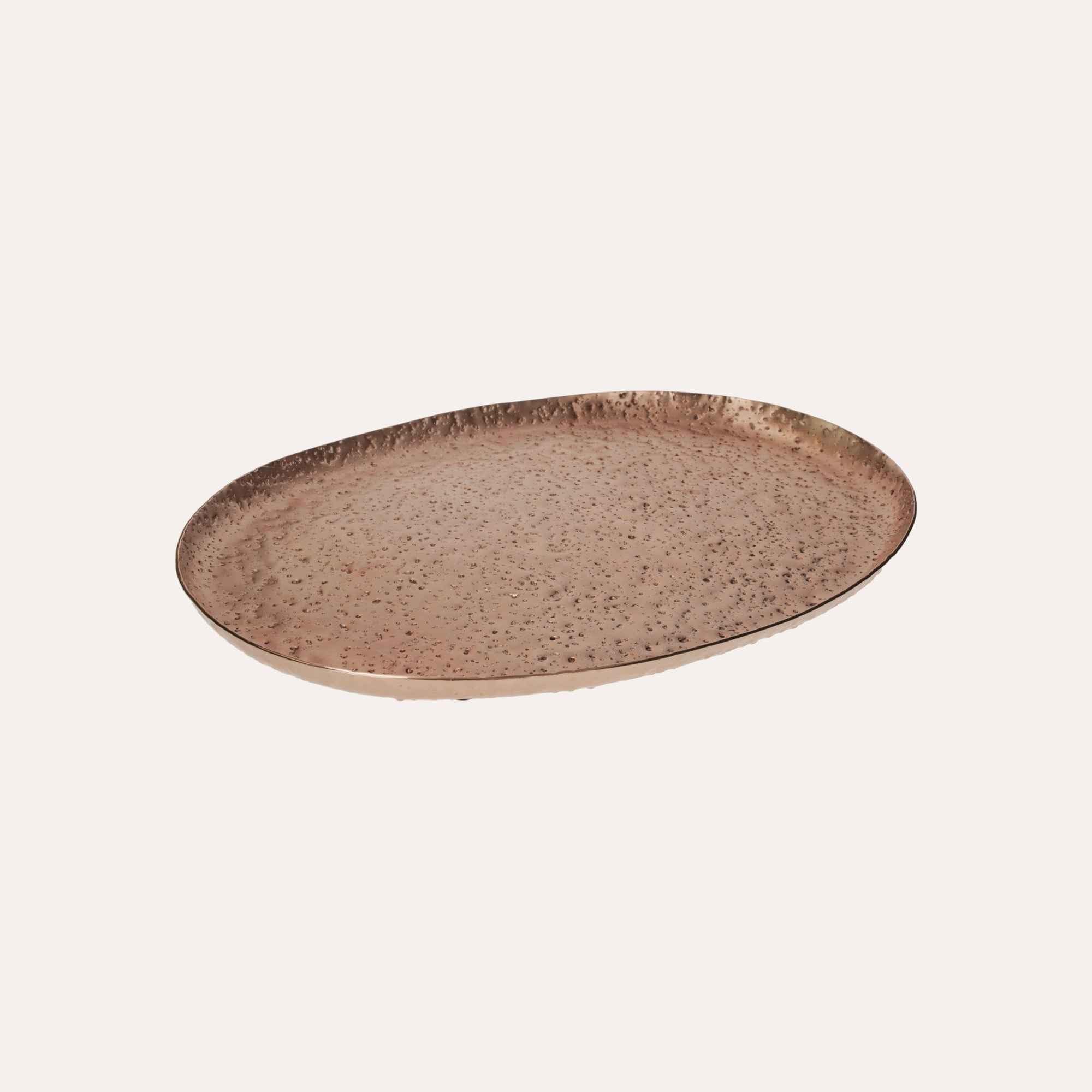 Keyhomestore | Vassoio Ovale in Metallo Rame Bugnato, Centrotavola Elegante