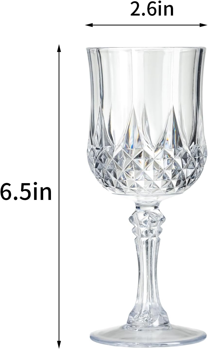 XKXKKE 48 Pcs Transparent Plastic Wine Glasses, Plastic Water Goblets for Parties, Stemmed Drinking Glasses for Wedding Reception, Grand Event Party Bar Supplies Reusable Drinking Cups - Image 6