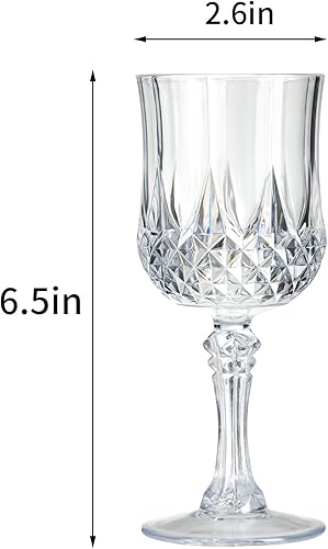Miniatura 6 de XKXKKE 12 copas de vino de plástico transparente, copas de agua de plástico para fiestas, copas de tallo para recepción de boda, suministros de bar