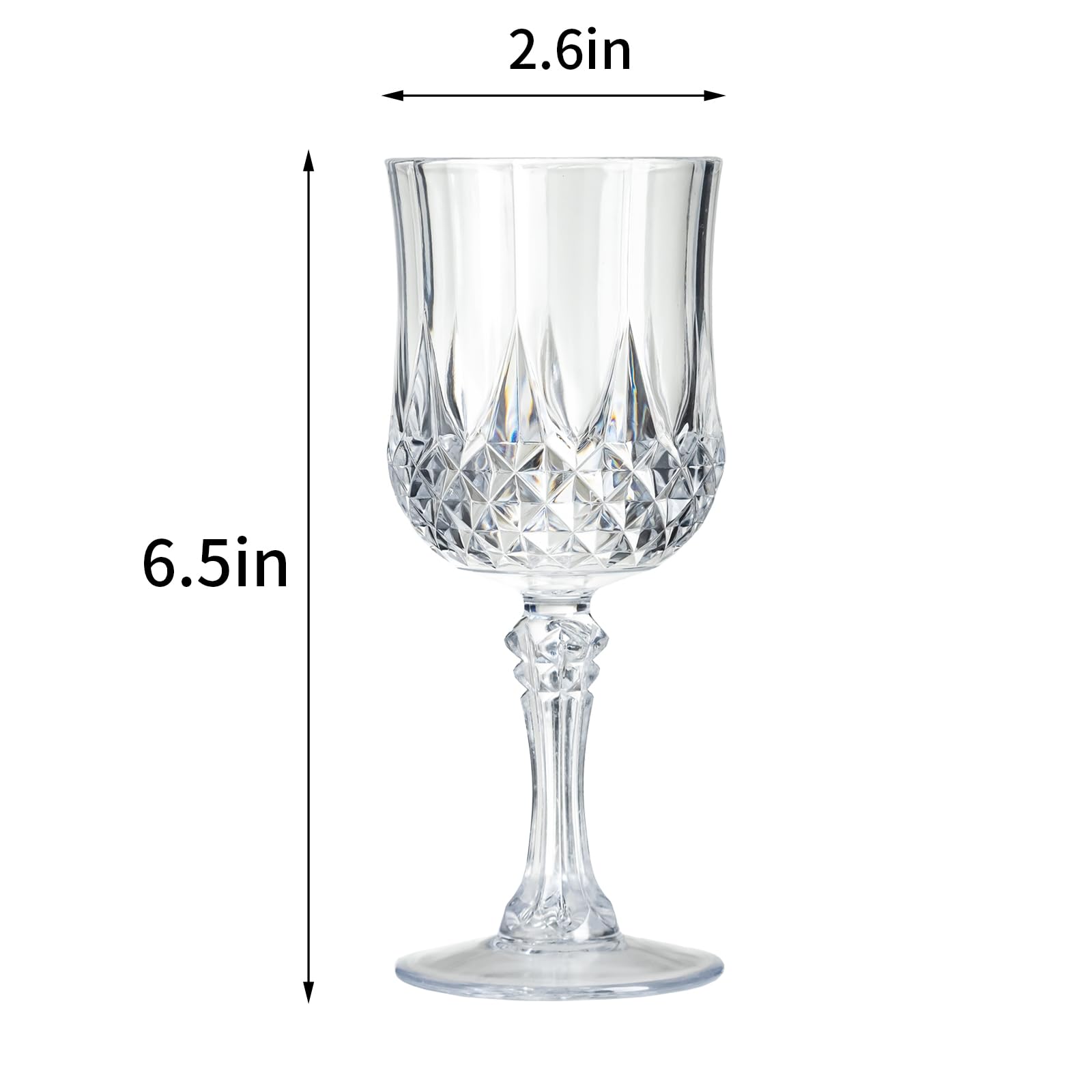 XKXKKE Transparente Weingläser aus Kunststoff, Wasserkelche für Partys, Stiel-Trinkgläser für Hochzeitsempfang, große Veranstaltung, Party, Bar, Zubehör, wiederverwendbare Trinkbecher, 100 Stück