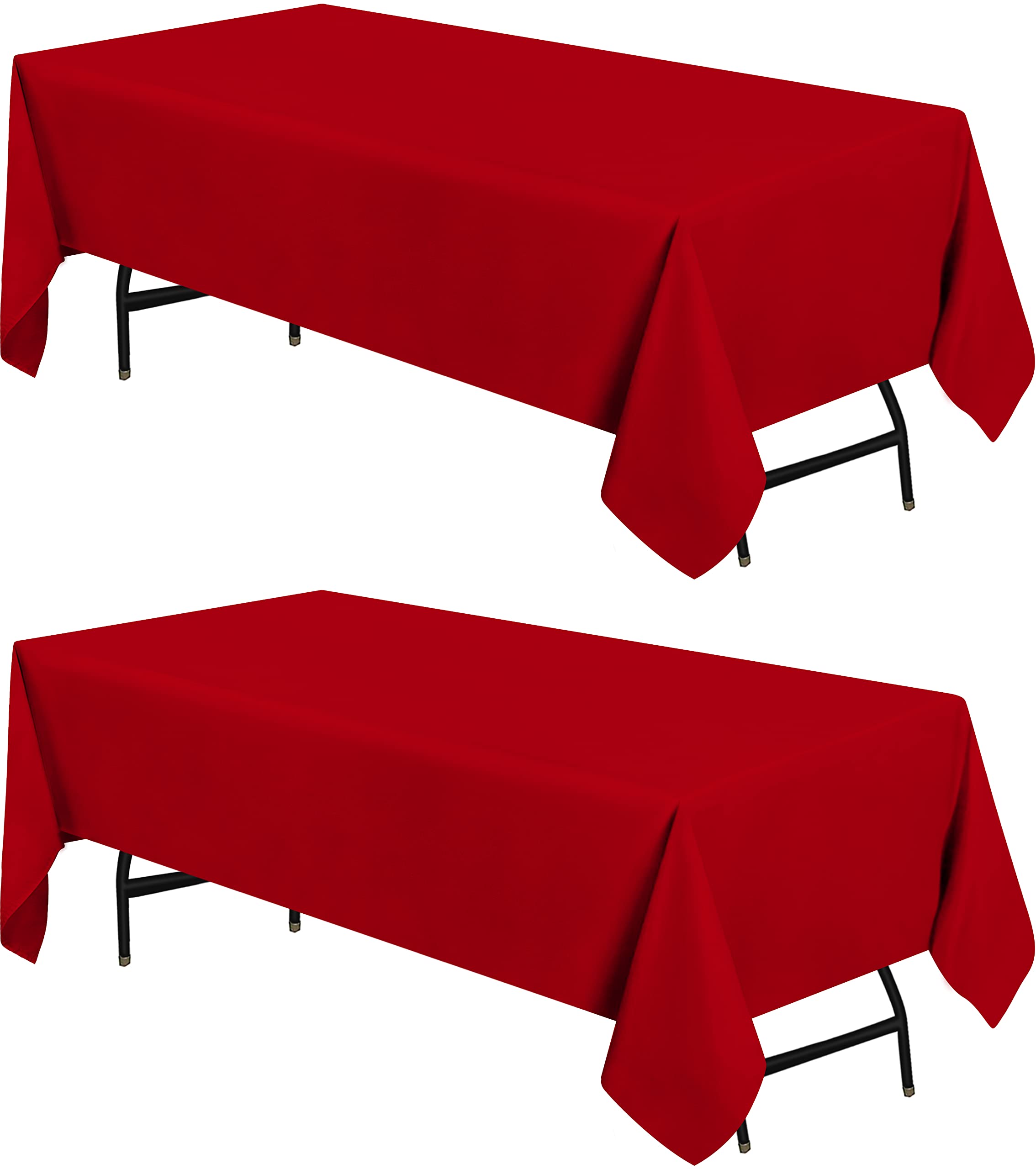 Utopia Kitchen Rectangle Table Cloth 2 Pack [90x132 Inches, Red] Tablecloth Machine Washable Fabric Polyester Table Cover for Dining, Buffet Parties, Picnic, Events, Weddings and Restaurants