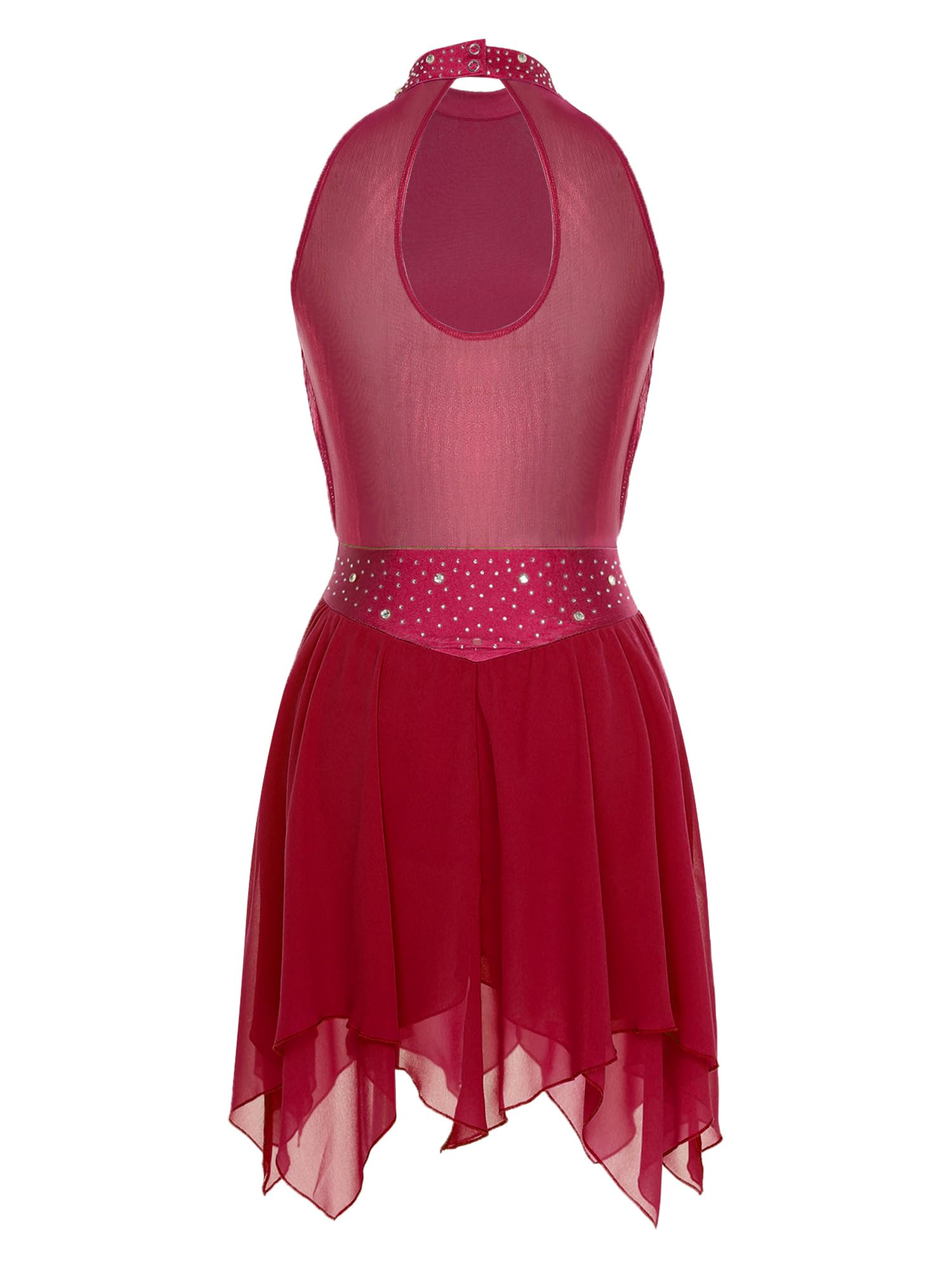 Damen Kostüm Für Kunstlaufen Tänzerkleid Ballett Wettbewerbe Formkleid Turnen Trainingärmellos