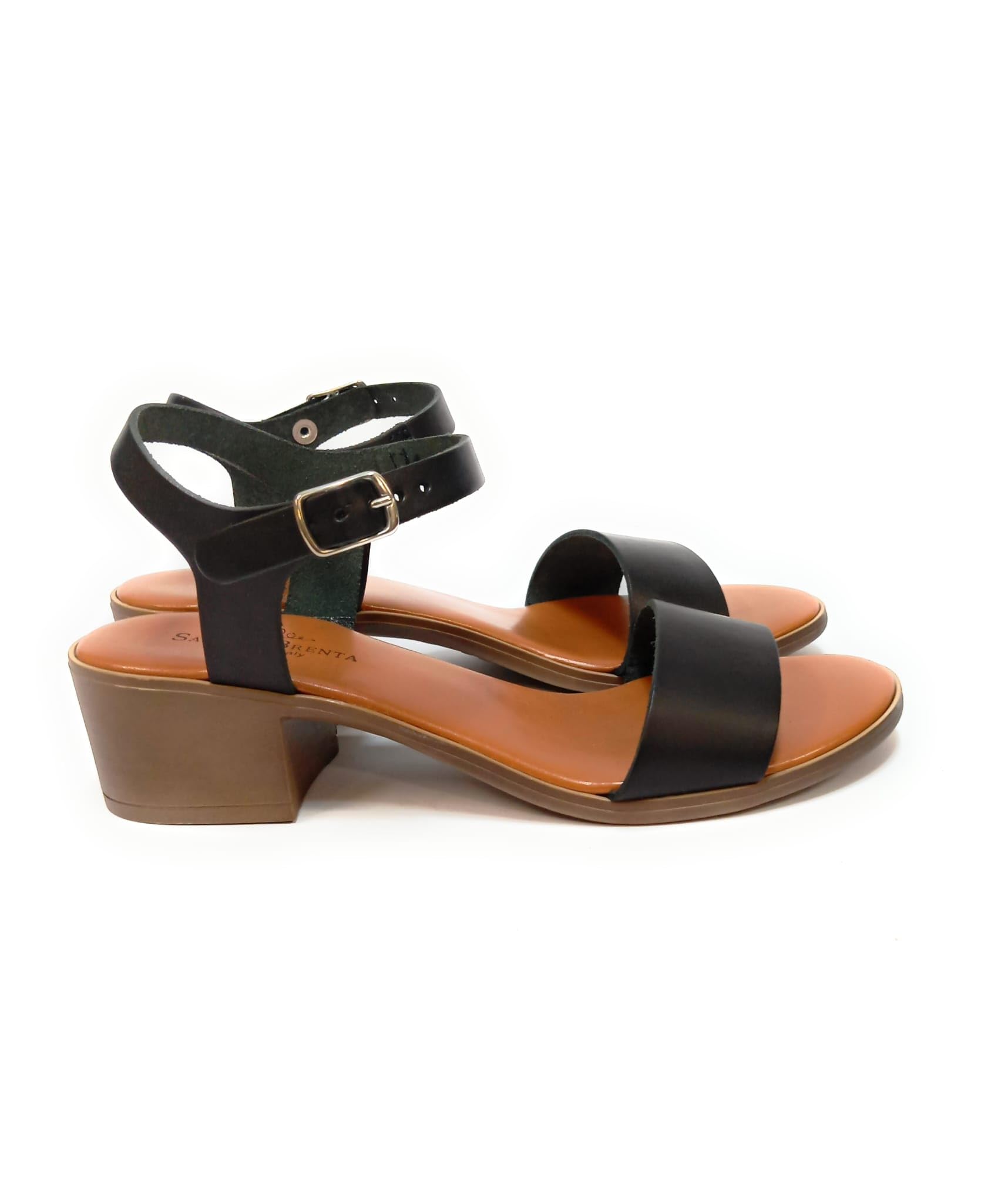 Sandali Donna Nuovi In Vera Pelle con Soletta in EcoPelle Tacco Comodo Suola Flessibile Made in Italy