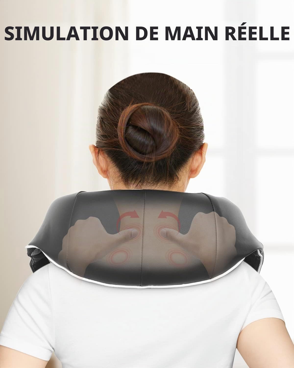 RENPHO Masseur Cervical, Appareil de Massage Shiatsu, Massage Dos et Cou Épaules avec Chauffage, 3D-rotation Vitesse Réglable, Cadeaux pour Meres Papa Femme Homme