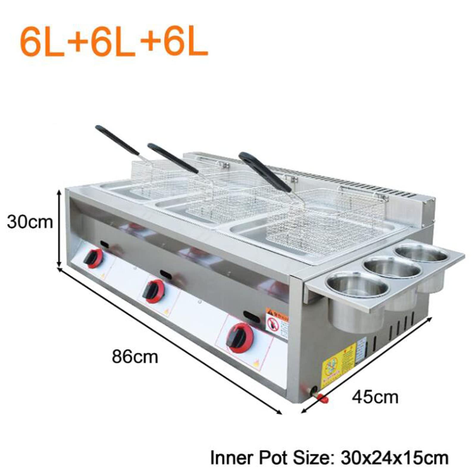 Freidora Eléctrica De Acero Inoxidable con Resistencia, 3 Cestas Y Temperatura Ajustable para Cocina, Restaurante, Uso Comercial Y Doméstico.,