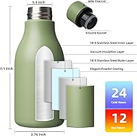 Vista 321 de BJPKPK Botellas de agua aisladas, botella de agua de metal de acero inoxidable de 18 onzas con correa, termo a prueba de fugas sin BPA, tazas