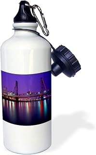 3dRose "Hawthorne Bridge, Willamette River Portland, Oregon US38 JMI0673 Janis Miglavs" Sports Water Bottle, 21 oz, White