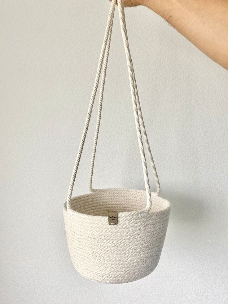 NISHOMES Cotton Planter Hanging pots Planter Pack of 1 pc 8 inches (White) (B0C17P834Y) Amazon Price History, Amazon Price Tracker