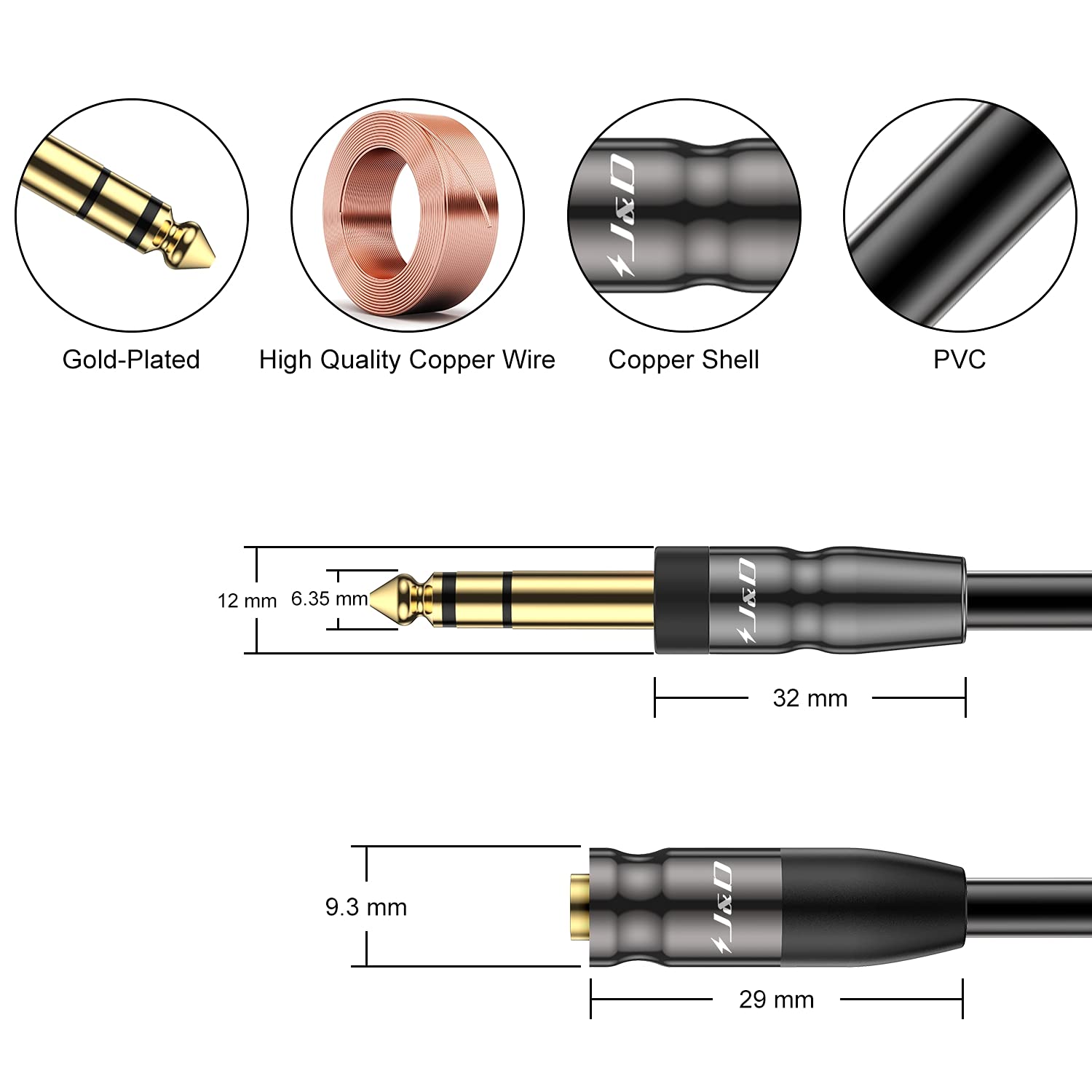 J&D 1/4 inch to 3.5mm Headphone Adapter - Image 2