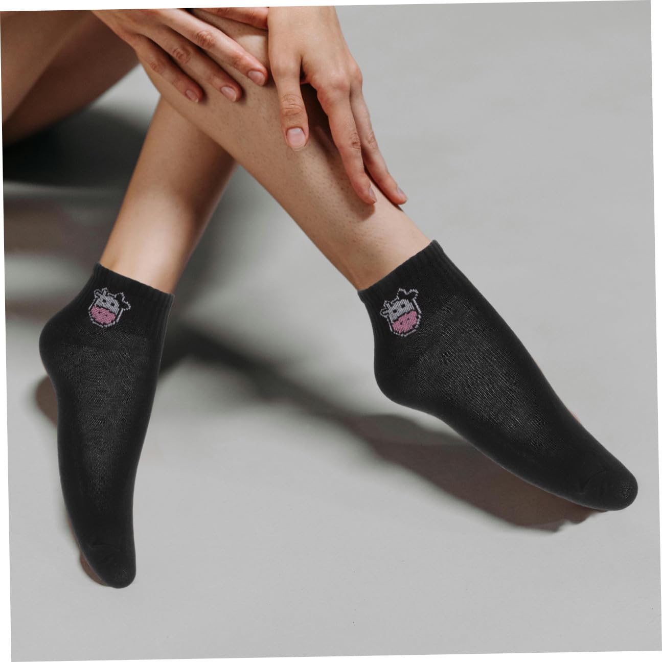 Calcetines de Vaca de Dibujos Animados 5 Pares Algodón Negro Blanco | Fiesta Verano, Corte bajo Cómodo, para Niñas y Teens, Estilo Fashion Adorable