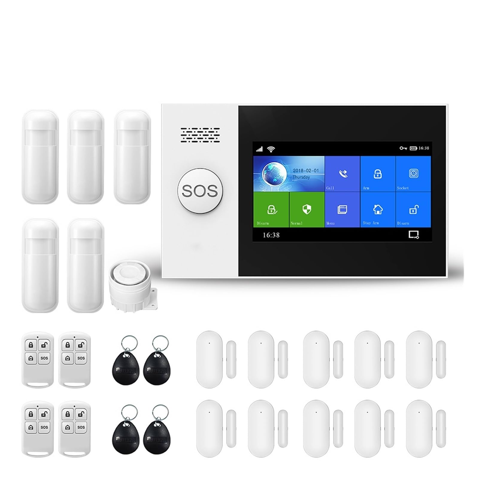 Sistemi di Sicurezza per La Casa Wireless Home WiFi gsm Sicurezza Domestica con sensore di rilevamento del Movimento Antifurto di Controllo App(M.)