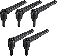 Vista 22 de uxcell M6 x 0.984 in Mango de palanca de sujeción ajustable Rosca Botón de trinquete macho roscado Perillas de bloqueo Tornillo giratorio Perno