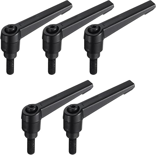 Miniatura 77 de uxcell 5 piezas de manija de palanca de sujeción ajustable M8 x 0.630 in óxido negro métrico acero al carbono macho roscado perillas de mano